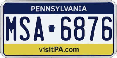 PA license plate MSA6876