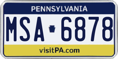PA license plate MSA6878