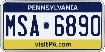 PA license plate MSA6890