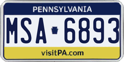 PA license plate MSA6893