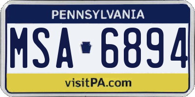 PA license plate MSA6894