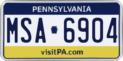 PA license plate MSA6904