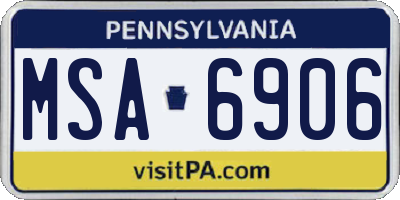 PA license plate MSA6906