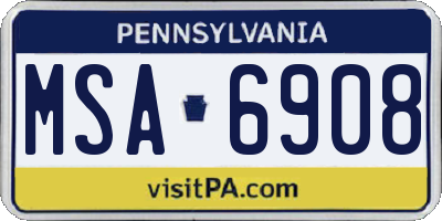 PA license plate MSA6908