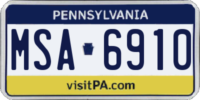 PA license plate MSA6910