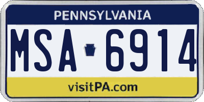 PA license plate MSA6914