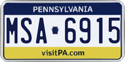 PA license plate MSA6915