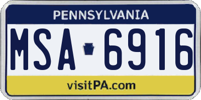 PA license plate MSA6916