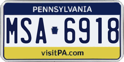 PA license plate MSA6918