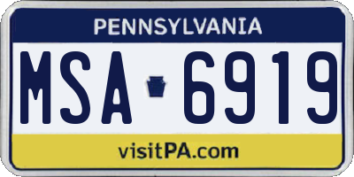 PA license plate MSA6919