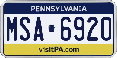PA license plate MSA6920