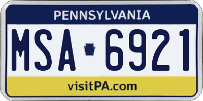 PA license plate MSA6921