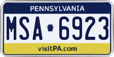 PA license plate MSA6923