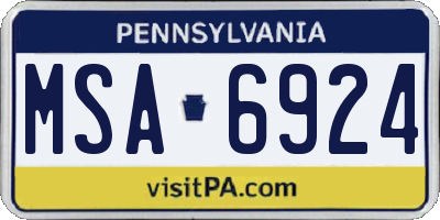 PA license plate MSA6924