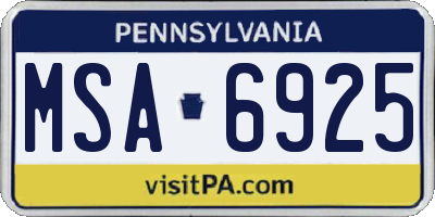 PA license plate MSA6925