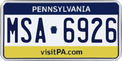 PA license plate MSA6926