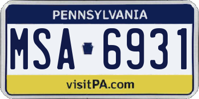 PA license plate MSA6931