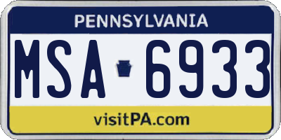 PA license plate MSA6933