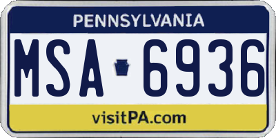 PA license plate MSA6936