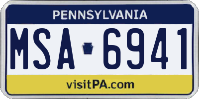 PA license plate MSA6941