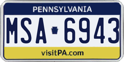 PA license plate MSA6943