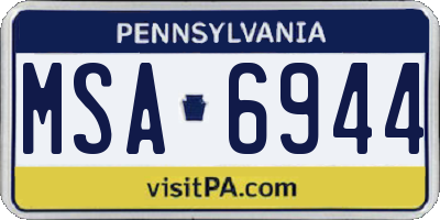 PA license plate MSA6944