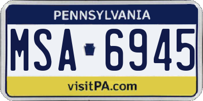 PA license plate MSA6945