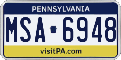 PA license plate MSA6948