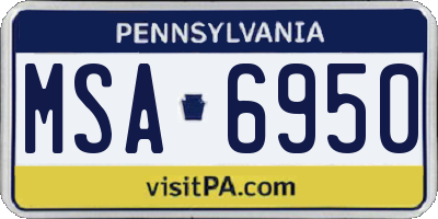PA license plate MSA6950