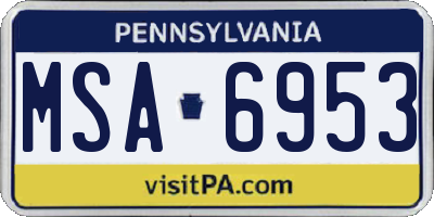 PA license plate MSA6953