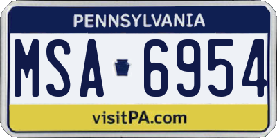 PA license plate MSA6954