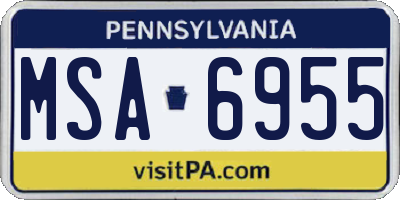 PA license plate MSA6955