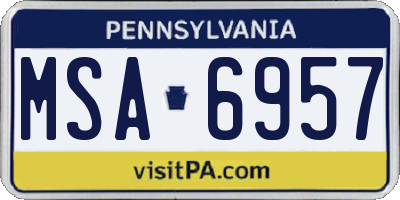 PA license plate MSA6957