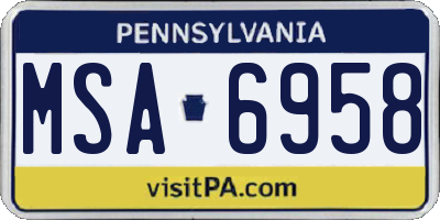 PA license plate MSA6958