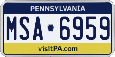 PA license plate MSA6959