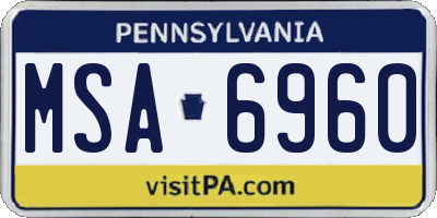 PA license plate MSA6960