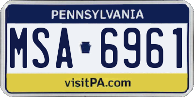 PA license plate MSA6961