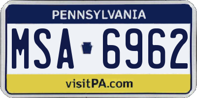 PA license plate MSA6962