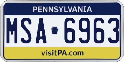 PA license plate MSA6963