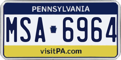 PA license plate MSA6964