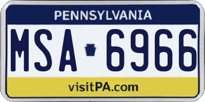 PA license plate MSA6966