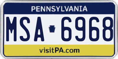 PA license plate MSA6968