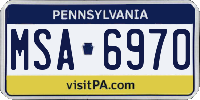 PA license plate MSA6970