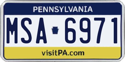 PA license plate MSA6971