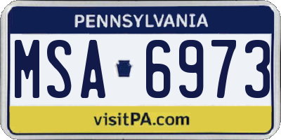 PA license plate MSA6973