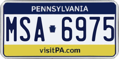 PA license plate MSA6975