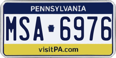 PA license plate MSA6976