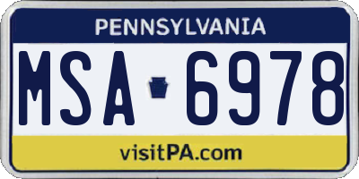 PA license plate MSA6978