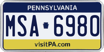 PA license plate MSA6980
