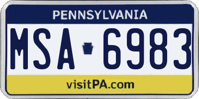 PA license plate MSA6983